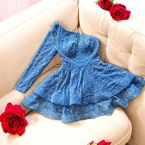 Elegant Blue One Shoulder Dress